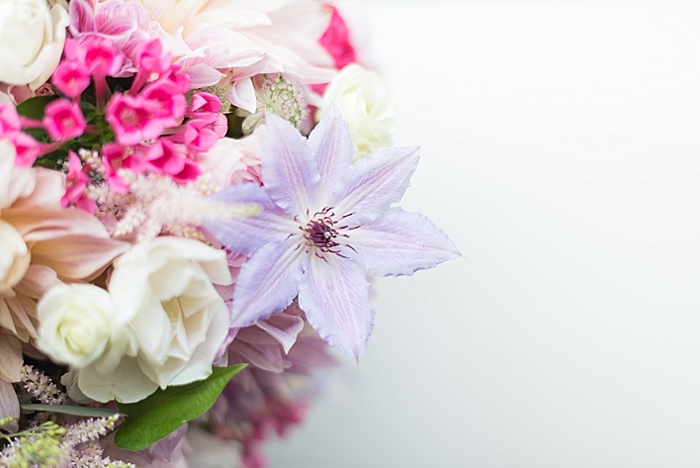 Light Purple Star Flower in Bridal Bouquet Fiddler's Elbow Country Club Summer Wedding