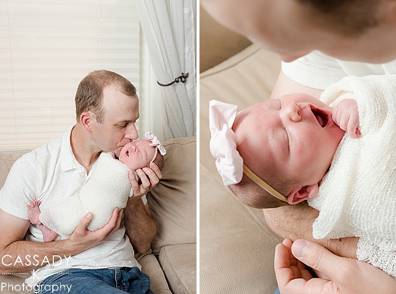 Father kisses his newborn baby girl in Lansdale, PA for the 2020 photography review