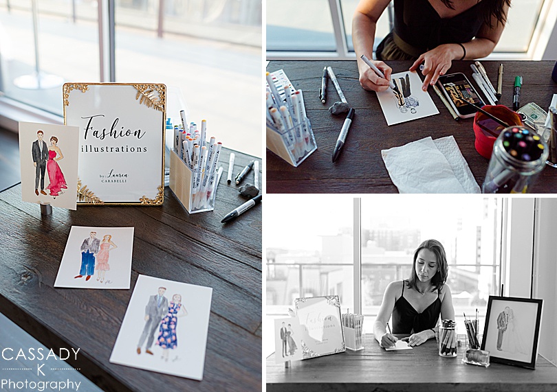 Fashion sketches by Lauren from Ninety One Creations at Hoboken Wedding in New Jersey
