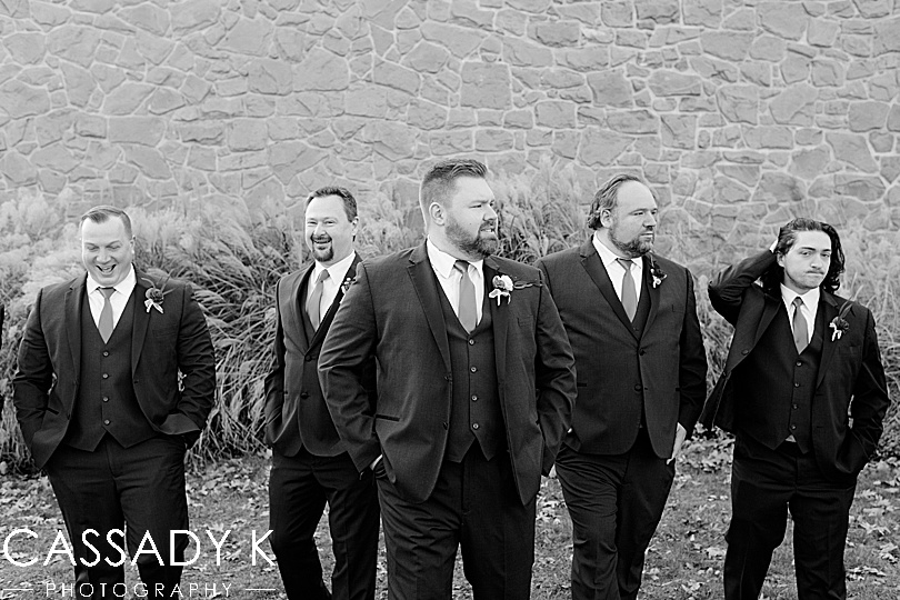 Black and white image of groom at Mount Hope Estate Wedding