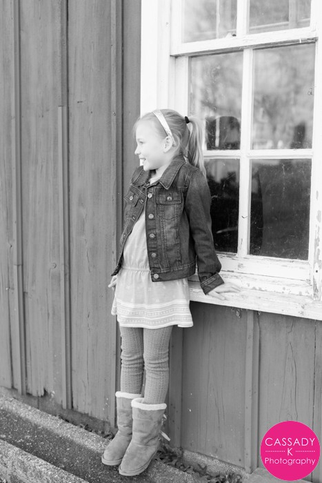 Birthday, 7 Years Old, Seven Years Old, Birthday Portraits, Red Barn, Window Seal, Cassady K Photography