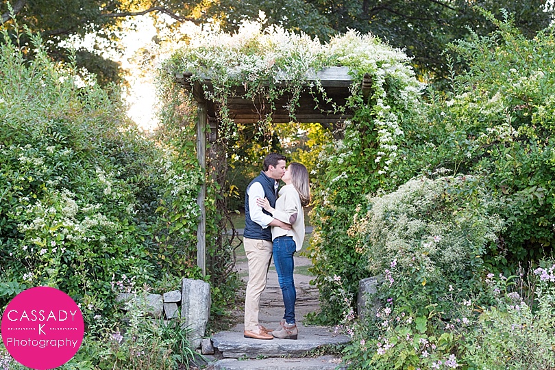Couple Kissing at New Jersey Botanical Garden for 2017 Engagement Session Favorites