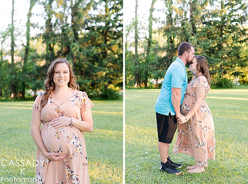 Husband kisses the top of his wife's head during a Pittsburgh Maternity Session