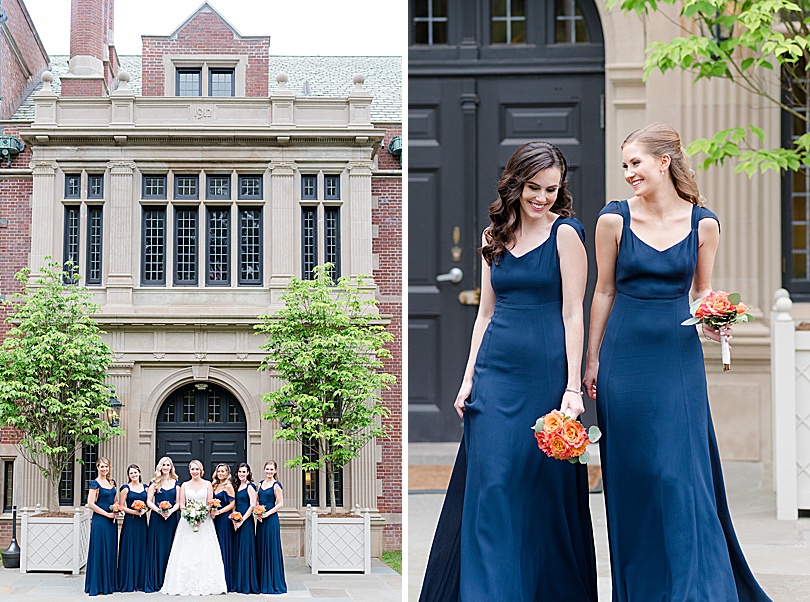 Navy Bridesmaid dresses with cap sleeves for a Mansion at Natirar Wedding in Peakpack, NJ