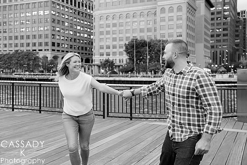 Engaged couple has fun during their Jersey City Engagement Session in NJ