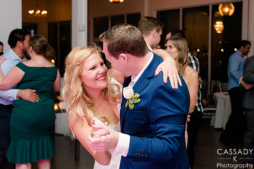Bride and Groom dance during their reception at an Antique Loft Hoboken Wedding in New Jersey