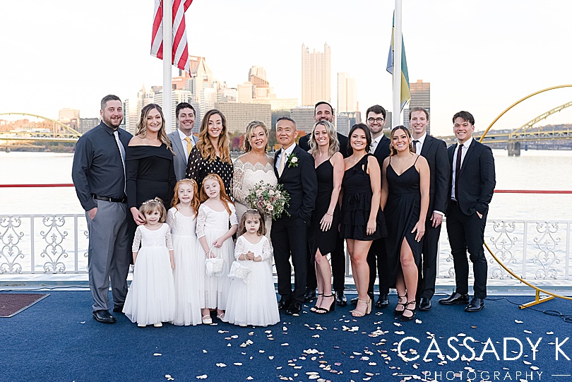 Family photography at fall Gateway Clipper wedding