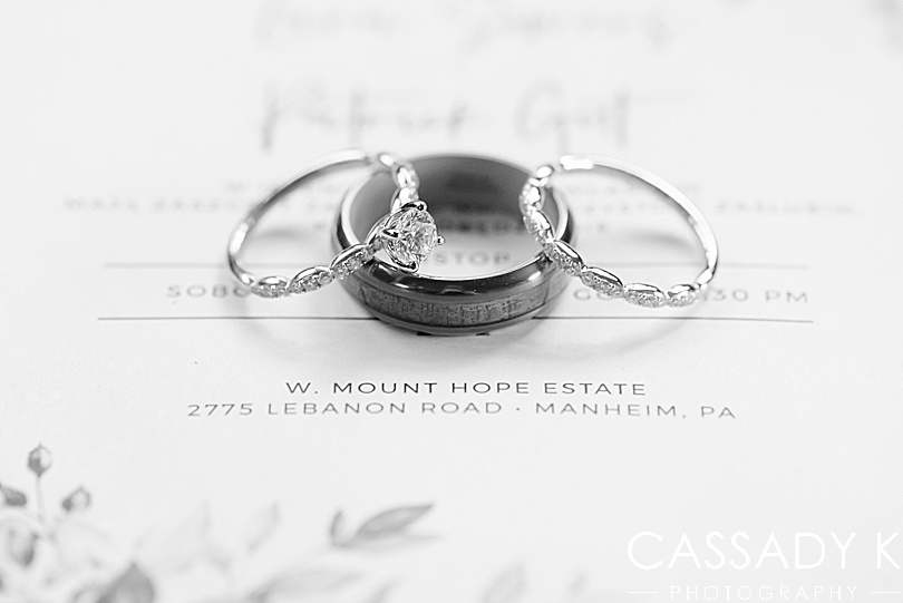 Leitzel's jewelers rings at Mount Hope Estate Wedding