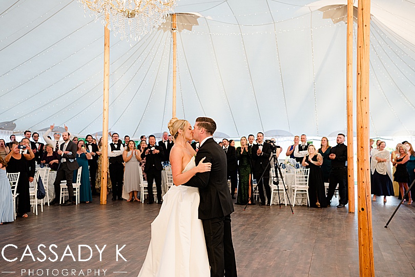 Bride and groom first dance in Private Estate Tented Wedding