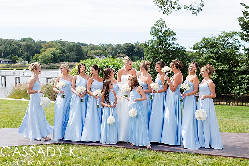 Bridesmaids pictures by the waterfront