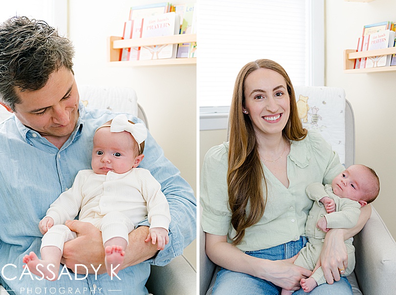 Mom and dad holding babies in Philadelphia Lifestyle Newborn Session
