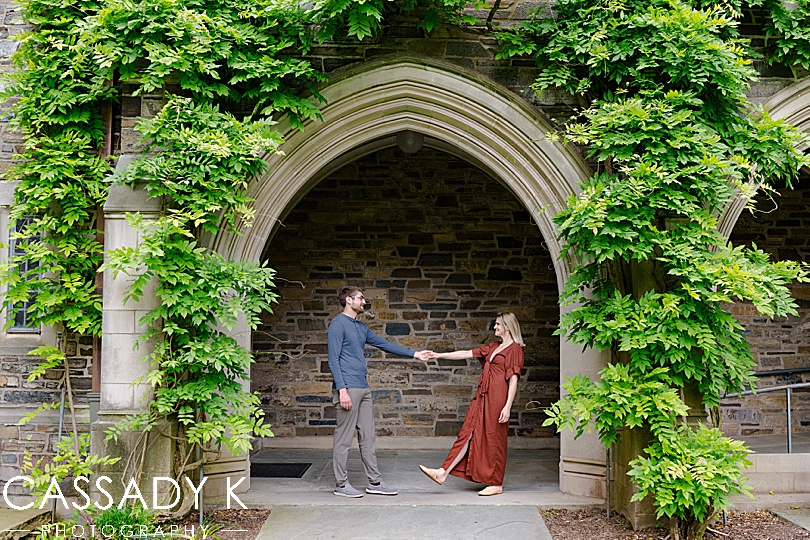 Couple in archway at Princeton, NJ