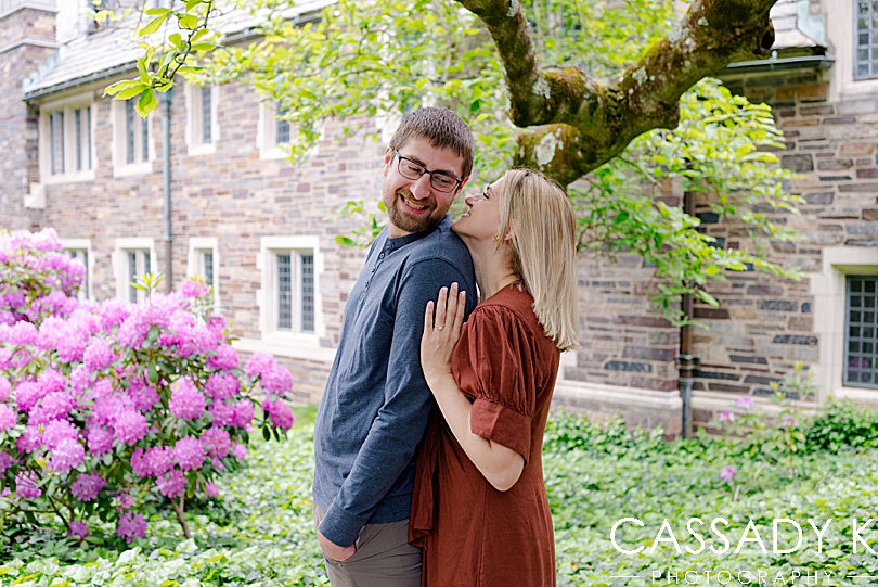 Couple looking at each other during Princeton Engagement Pictures
