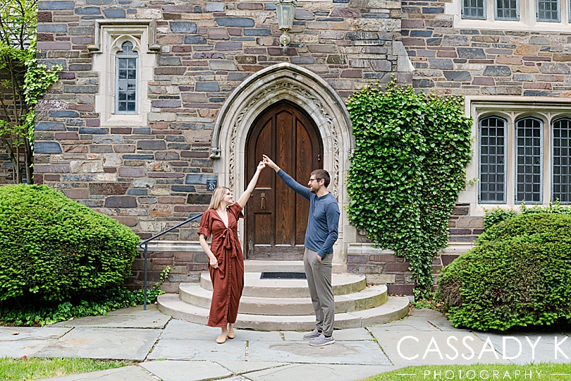 Couple in front of building at Princeton, NJ