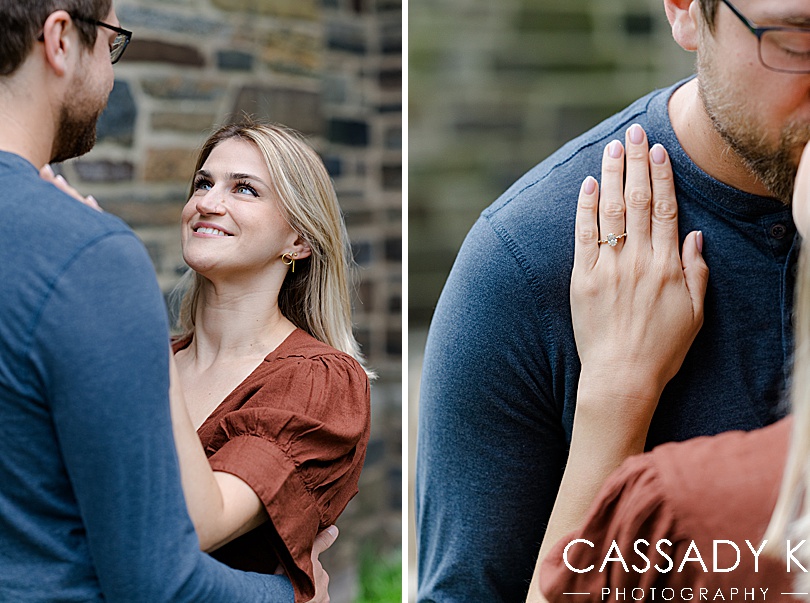 Engagement ring on hand during Princeton Pictures