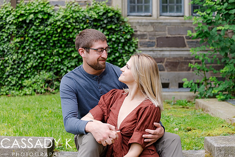 Couple staring at each other duing Princeton Engagement Pictures