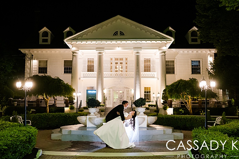 Night photography of bride and groom at Briarcliff Manor Wedding