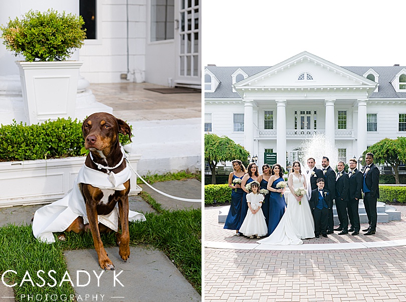 Bridal party pictures in front of Briarcliff Manor