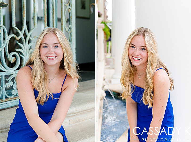 Girl posing in blue dress during Longboat Key Senior Portrait Session