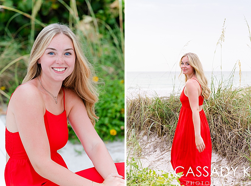 Girl posing by beach during Longboat Key Senior Portrait Session