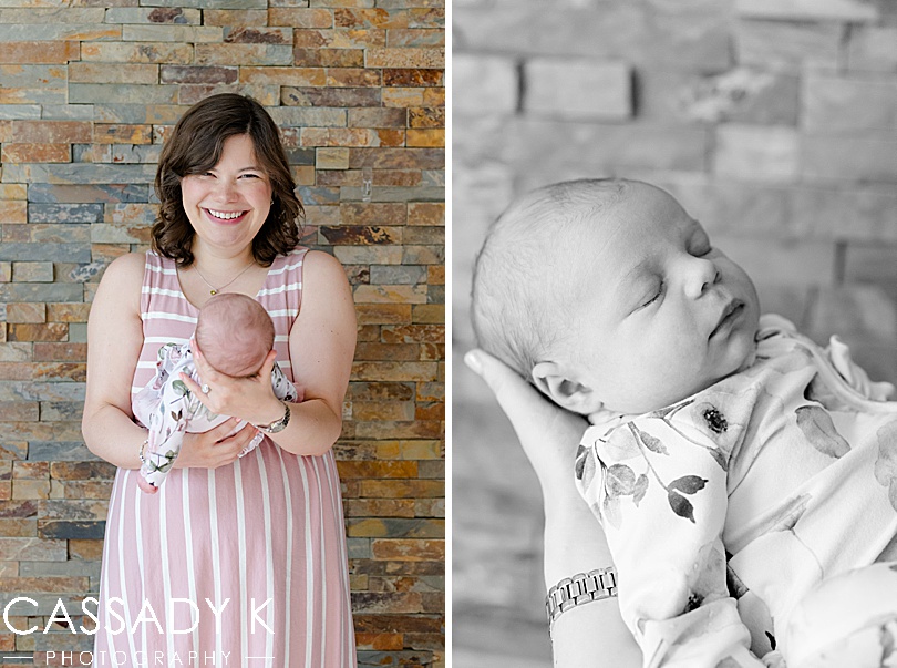 Mom holding baby girl during Lansdale Lifestyle Newborn Session