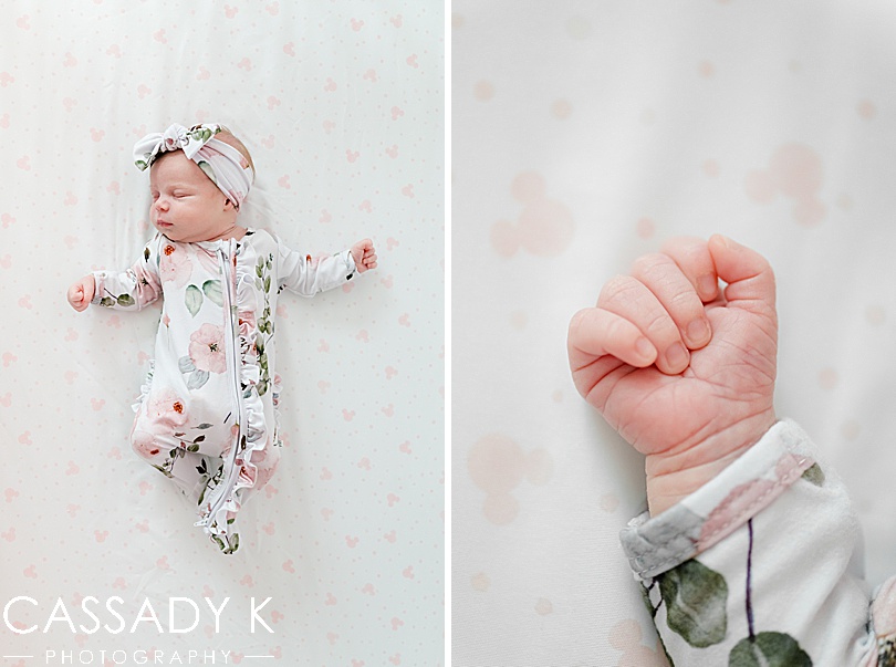 Close up of baby girl hand during Lansdale Lifestyle Newborn Session